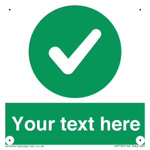 Custom green background, green circle with tick